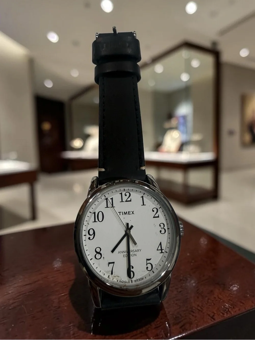 Timex Classic Silver Dial Watch with Black Leather Strap